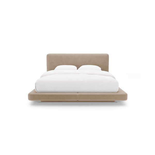 Světle hnědá čalouněná dvoulůžková postel 180x200 cm Linea – Micadoni -image-3