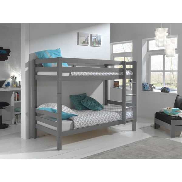Šedá patrová dětská postel 90x200 cm PINO – Vipack-image-1