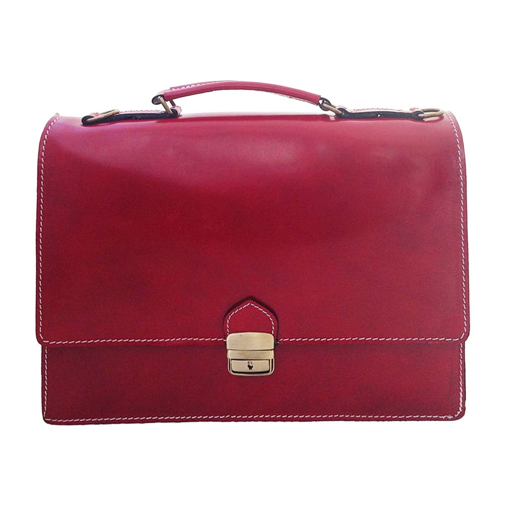 Kožená kabelka/kufřík Lambrusco, červená