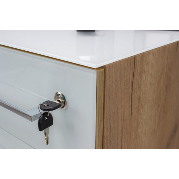 Bílá přírodní skříňka v dekoru dubu 40x55 cm Monteria – Germania-image-1