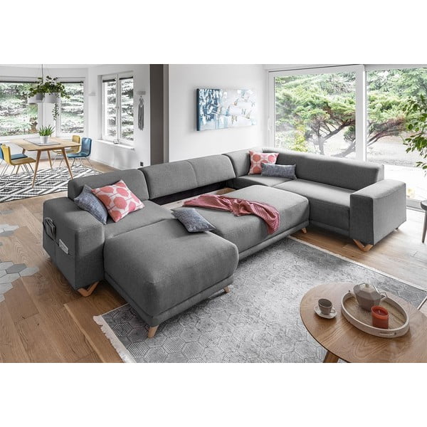 Šedá rozkládací/s úložným prostorem rohová pohovka (pravý roh/do "U") Classy Sophie – Miuform-image-4