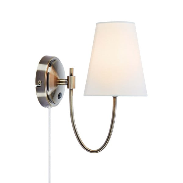 Bílé/v mosazné barvě nástěnné svítidlo do zásuvky Amar – Markslöjd