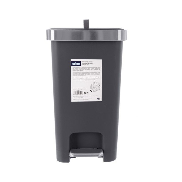 Šedý nášlapný plastový odpadkový koš 15 l Premier – Orion-image-3
