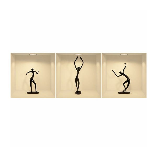 Sada 3 samolepek s 3D efektem Ambiance Dancing Figures-image-1