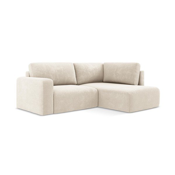 Krémová žinylková rozkládací/s úložným prostorem rohová pohovka (pravý roh/do L) Kona – Makamii-image-2