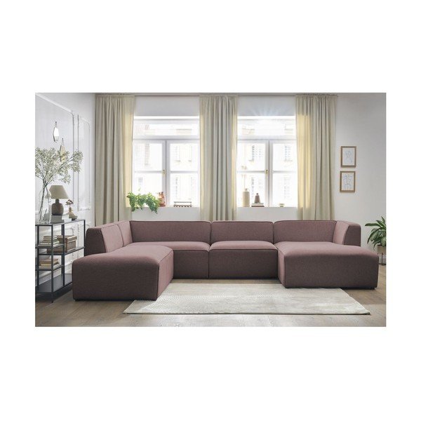 Růžová modulární rohová pohovka (levý roh/do "U") Megeve – Bobochic Paris-image-1