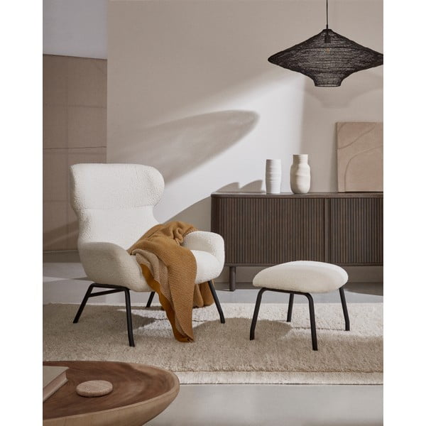 Krémové křeslo z textilie bouclé Belina – Kave Home-image-4