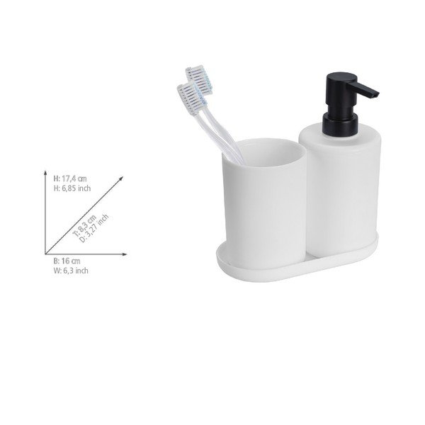 Bílá plastová sada doplňků do koupelny Fano – Allstar-image-3