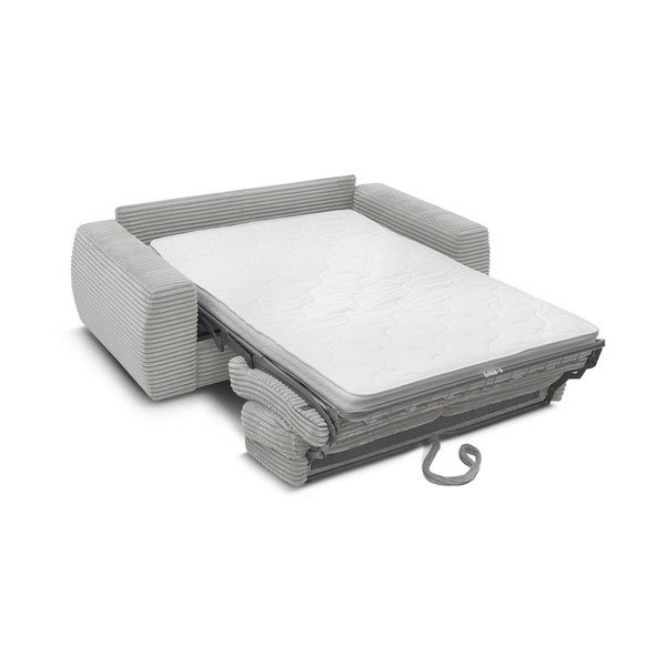 Světle šedá manšestrová pohovka na každodenní spaní/rozkládací 240 cm Hugo – Bobochic Paris-image-3