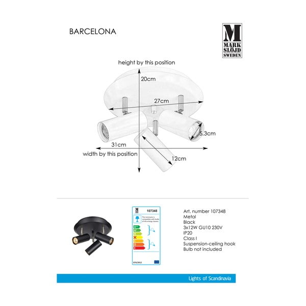 Černé nástěnné svítidlo Markslöjd Barcelona Tres-image-2