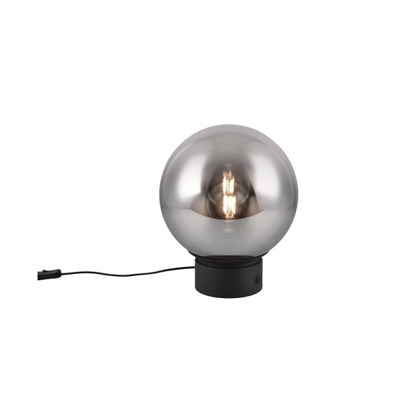 Černá LED stolní lampa se skleněným stínidlem (výška 36 cm) Cipallone – CINQUE