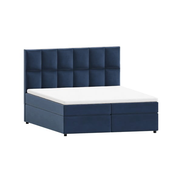 Tmavě modrá boxspring postel s úložným prostorem 200x200 cm Flip – Ropez