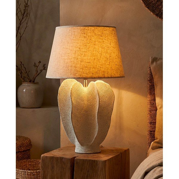 Krémová stolní lampa s textilním stínidlem (výška 63 cm) Ester – Mauro Ferretti-image-1