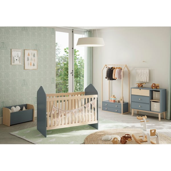 Otevřená dětská šatní skříň šedozelená 80x170x40 cm Esteban – Marckeric-image-1