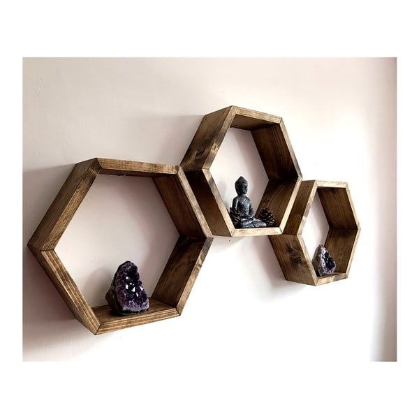 Sada 3 dřevěných nástěnných polic Bee-image-3