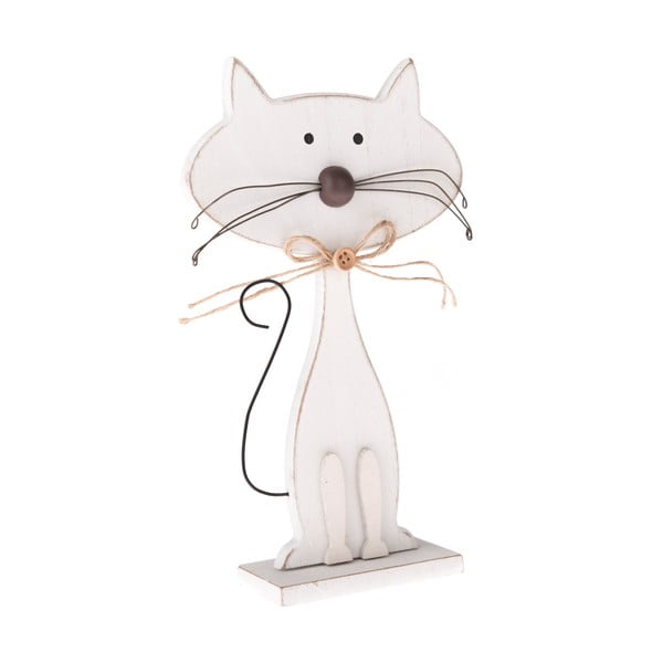 Bílá dřevěná dekorace ve tvaru kočky Dakls Cats, výška 25 cm