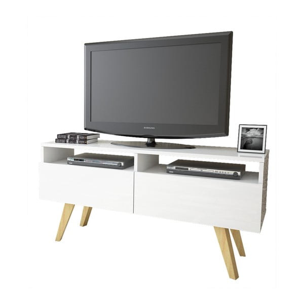 Bílý TV stolek Magenta Home Lucy, šířka 120 cm