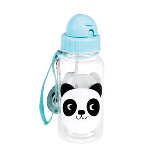 Modrá dětská láhev s brčkem Rex London Miko The Panda, 500 ml