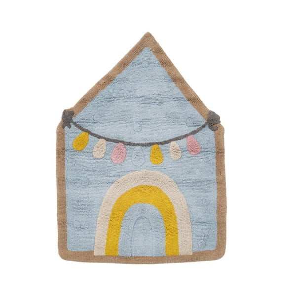 Světle modrý bavlněný dětský koberec 74x100 cm House – Ixia