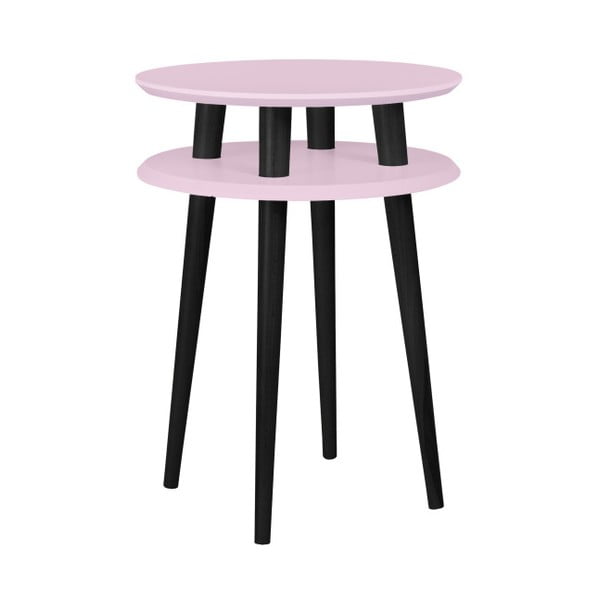 Světle růžový příruční stolek s černými nohami Ragaba UFO, Ø 45 cm
