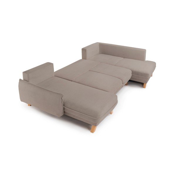 Taupe manšestrová rozkládací/s úložným prostorem rohová pohovka (pravý roh/do "U") Tori – Bonami Selection-image-3