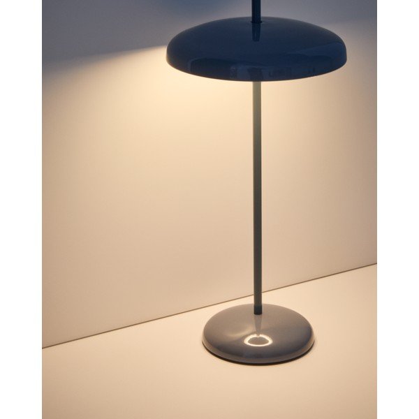 Modrá LED stmívatelná stolní lampa s kovovým stínidlem (výška 35 cm) Porte – Kave Home-image-1