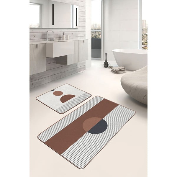 Bílo-hnědé koupelnové předložky v sadě 2 ks 60x100 cm – Mila Home-image-3