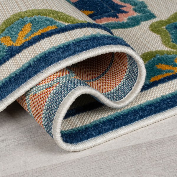 Modrý venkovní koberec 80x230 cm Beach Floral – Flair Rugs-image-2