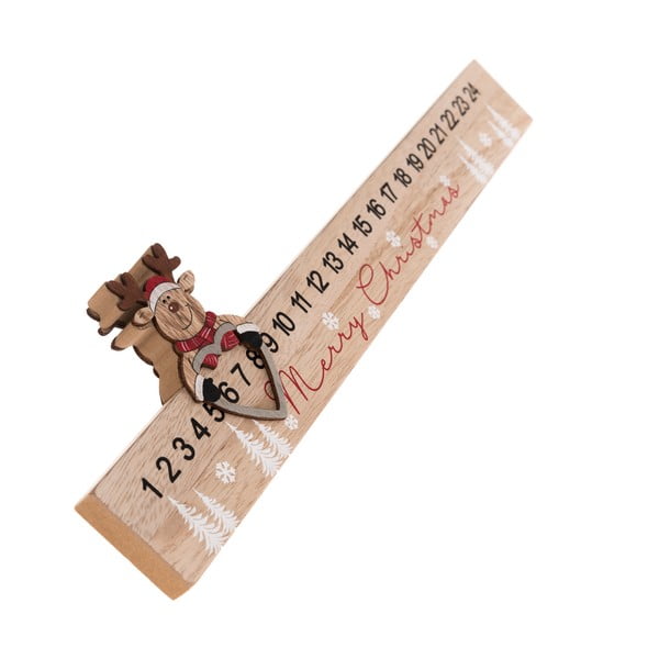 Dřevěný podlouhlý adventní kalendář Sob Dakls, délka 40 cm