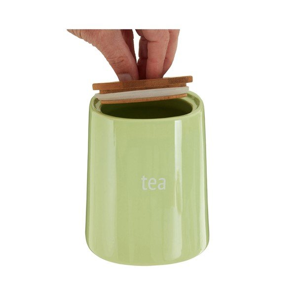 Zelená dóza na čaj s bambusovým víkem Premier Housewares Fletcher, 800 ml-image-2