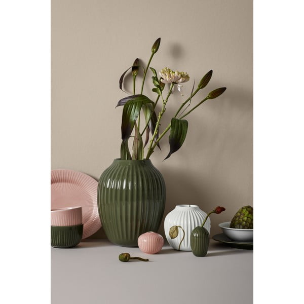 Tmavě zelená kameninová váza Kähler Design, výška 25,5 cm-image-1