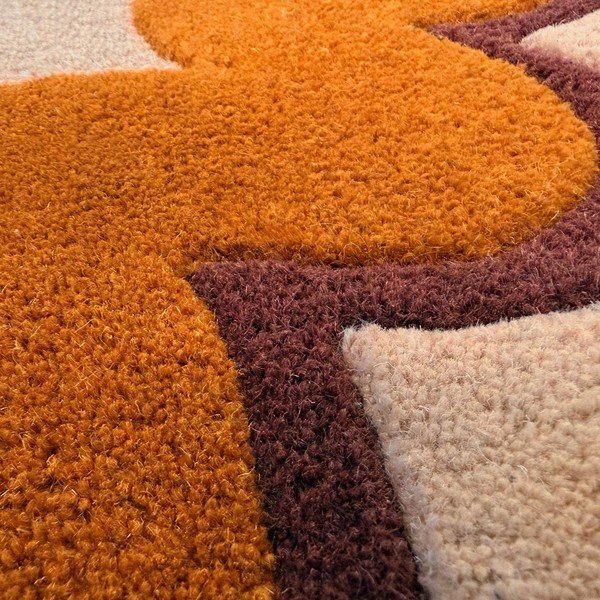 Oranžový/v přírodní barvě ručně tkaný vlněný koberec 140x200 cm Wiggle Wool – Flair Rugs-image-3