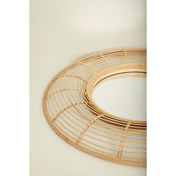 Nástěnné zrcadlo s bambusovým rámem ø 80 cm Charm – Hübsch-image-2