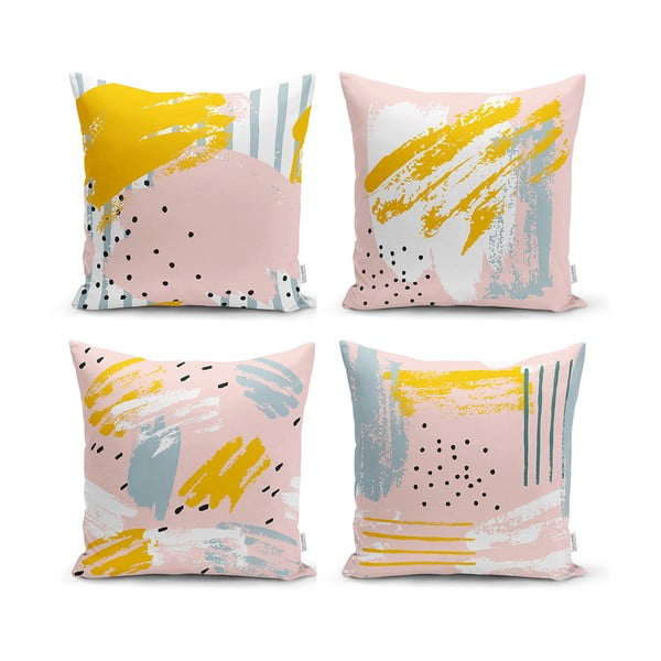 Sada 4 dekorativních povlaků na polštáře Minimalist Cushion Covers Pastel Design, 45 x 45 cm