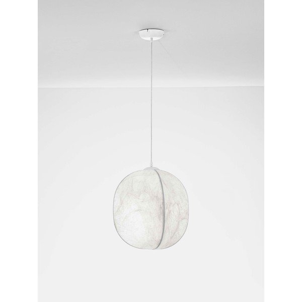 Bílé kovové závěsné svítidlo s textilním stínidlem ø 42 cm Pierida – Nova Luce-image-3