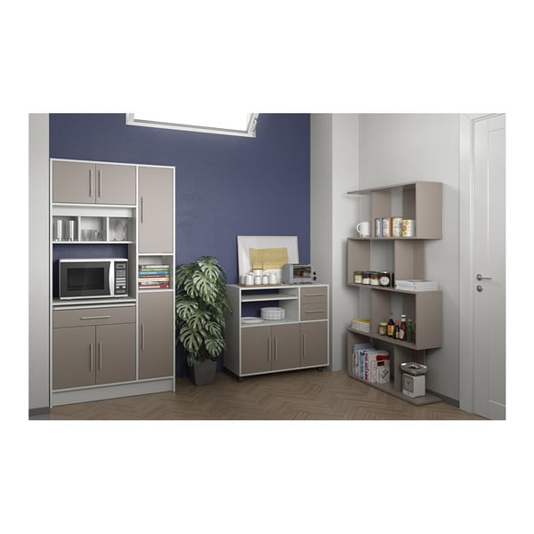 Šedý pojízdný kuchyňský úložný prostor s policemi TemaHome Marius-image-2