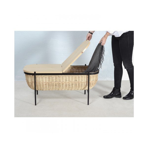 Proutěná lavice s černou konstrukcí a úložným prostorem OK Design Willow-image-3