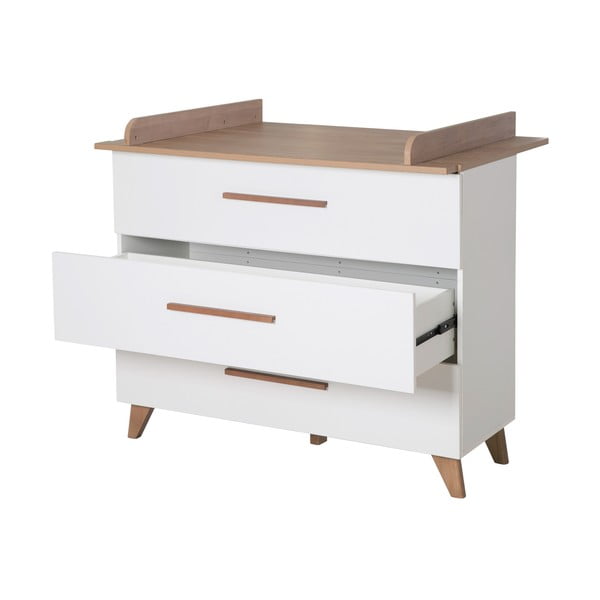 Nízká dětská komoda v dekoru dubu s přebalovacím pultem v bílo-přírodní barvě 110x98 cm – Roba-image-4