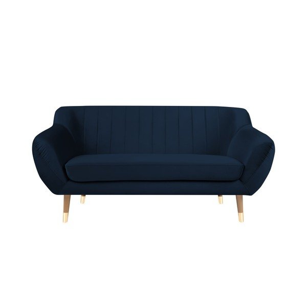 Tmavě modrá sametová pohovka Mazzini Sofas Benito, 158 cm
