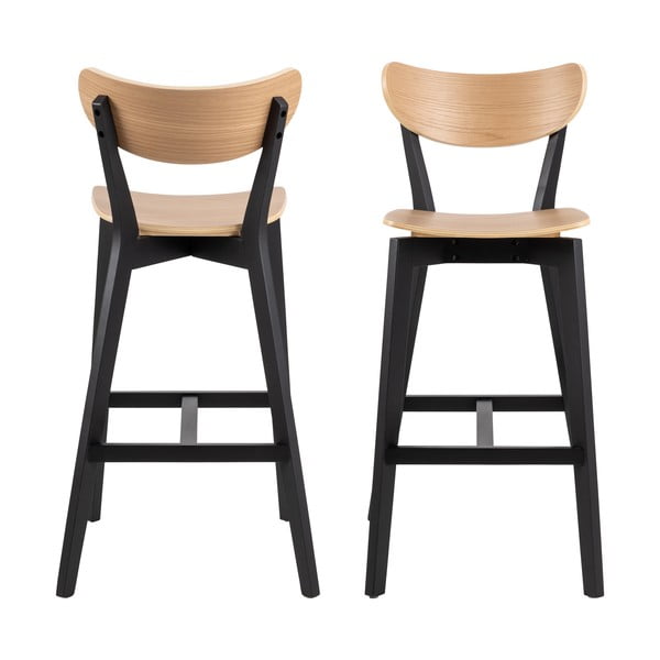 Barové židle v černo-přírodním barevném provedení z kaučukového dřeva v sadě 2 ks 105 cm Roxby – Actona-image-4