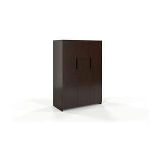 Tmavě hnědá šatní skříň z borovicového dřeva 128x180 cm Bergman - Skandica