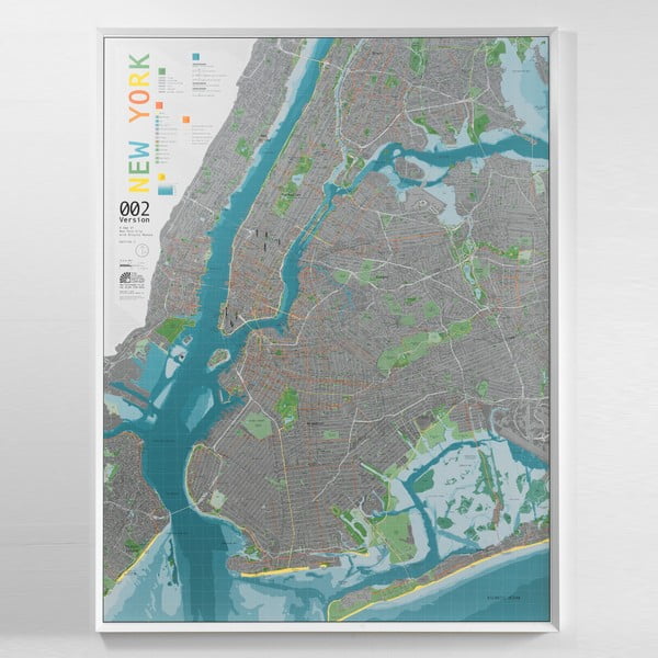 Magnetická mapa New York City Street Map, 130 x 100 cm
