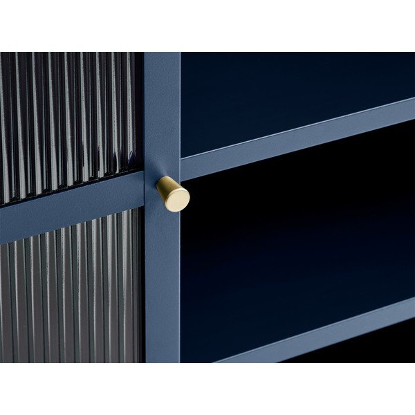 Modrá kovová vitrína Unique Furniture Bronco, výška 140 cm-image-1