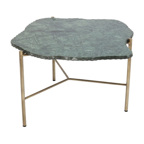 Zelený konferenční stolek s mramorovou deskou Kare Design Piedra, 76 x 72 cm