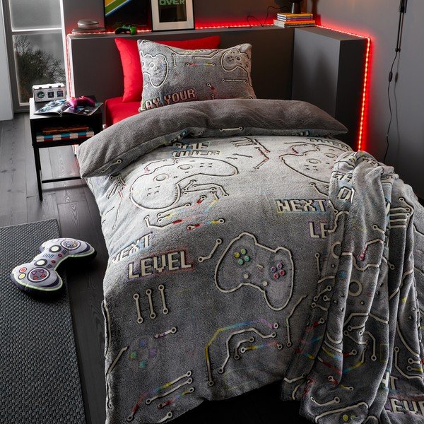 Dětský polštářek se svítícím efektem z mikroplyše Game Over – Catherine Lansfield-image-3