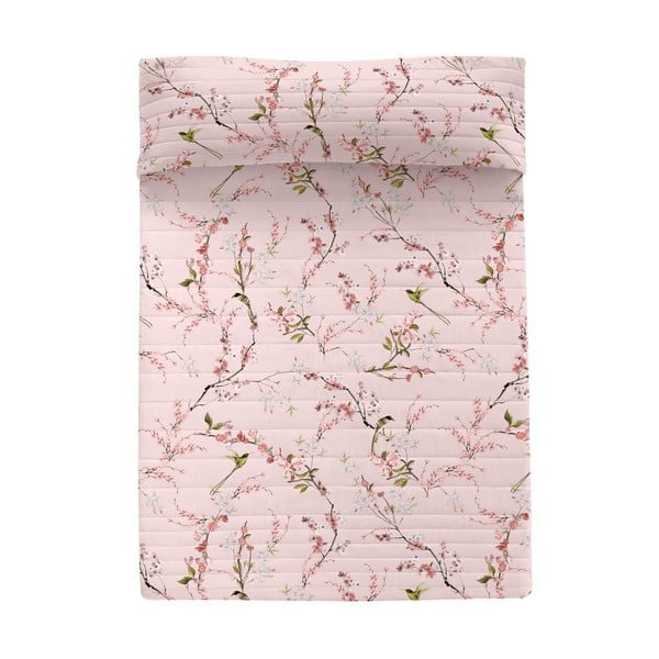 Růžový bavlněný prošívaný přehoz 240x260 cm Chinoiserie – Happy Friday