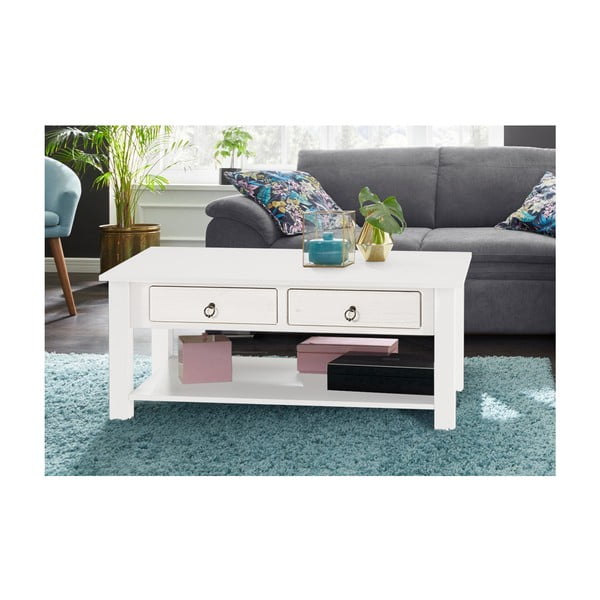 Bílý konferenční stolek z borovicového dřeva Støraa Inda-image-1