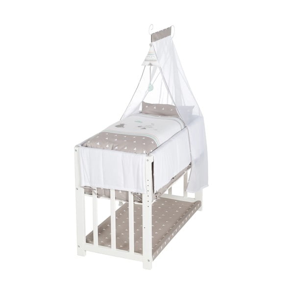 Bílá kolébka s úložným prostorem a nebesy 90x45 cm Indibär – Roba-image-2
