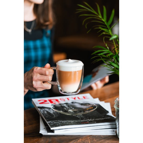 Sada 2 dvoustěnných skleněných šálků s podšálkem Vialli Design, 250 ml-image-1