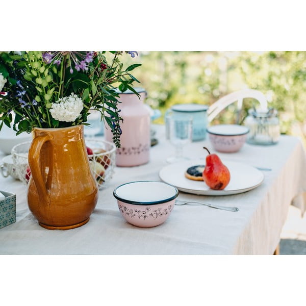 Růžová smaltovaná miska Orion Meadow, ø 12 cm-image-1